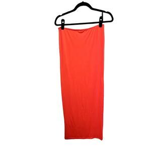 Superdown Vibrant Red Side Slit Long Skirt Small